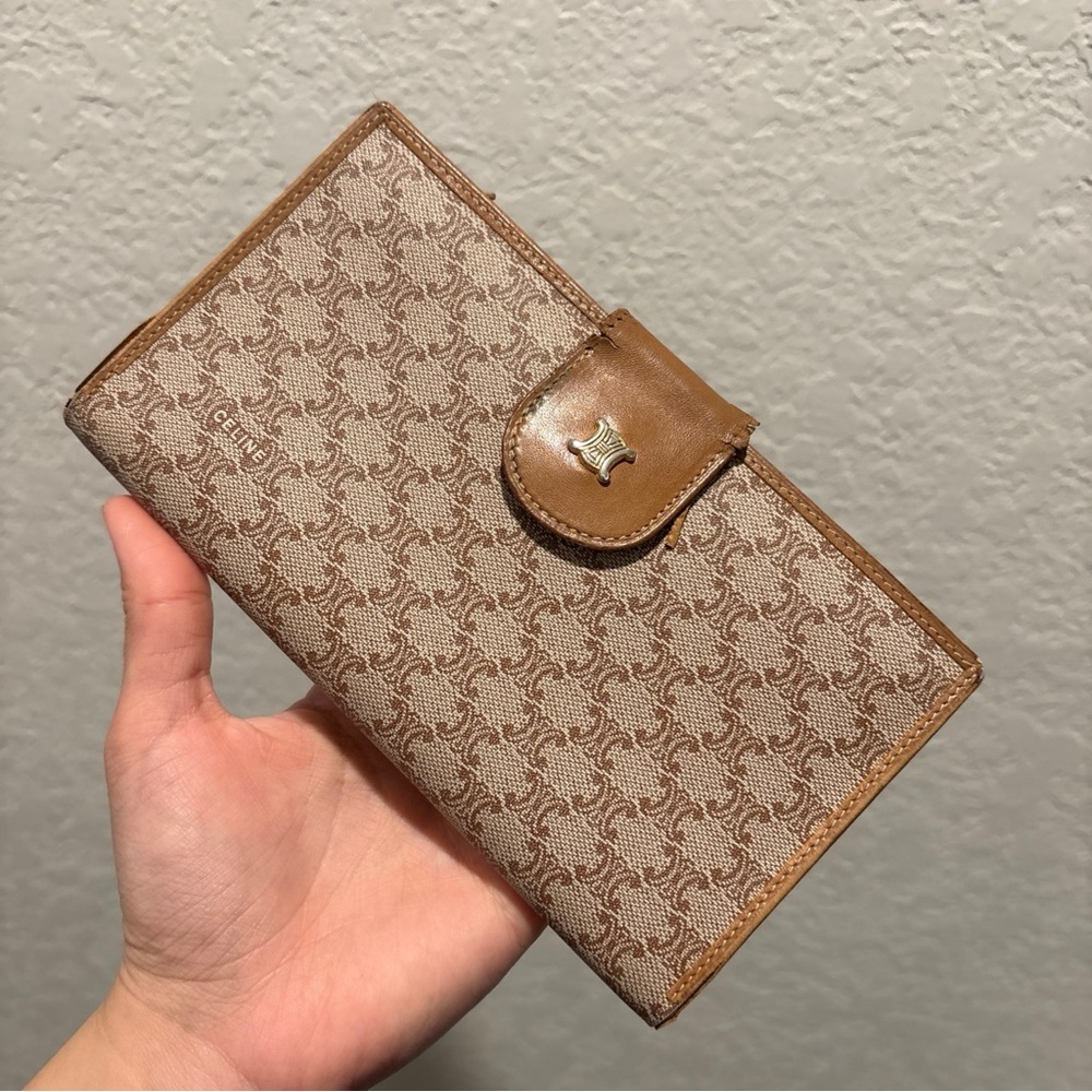 Celine Triomphe Pattern Continental Wallet - Beig… - image 1